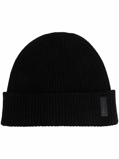 GIORGIO ARMANI GIORGIO ARMANI LOGO BEANIE HAT