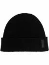 Giorgio Armani Textured Beanie With Turned Up Brim In Black