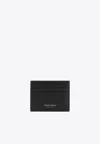 Giorgio Armani Official Store Leather Card Holder In Black