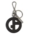 Giorgio Armani Logo-charm Keyring In Black
