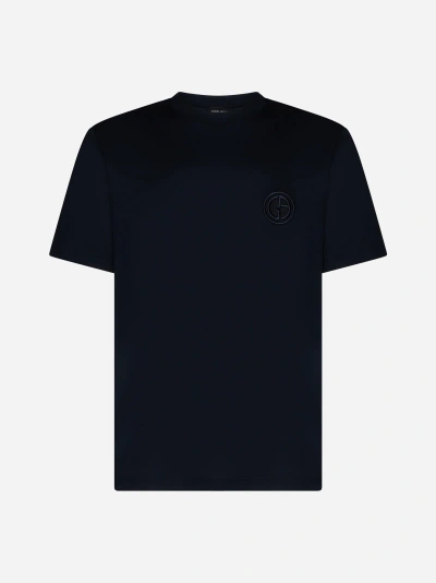 Giorgio Armani Logo Cotton T-shirt In Ubwf
