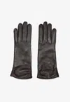 Giorgio Armani Lambskin Nappa Leather Gloves In Black