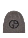 Giorgio Armani Logo-detail Cashmere Beanie In Gray