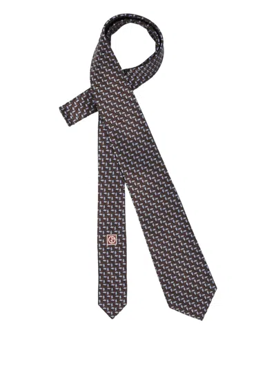 Giorgio Armani Logo-detail Tie In Brown