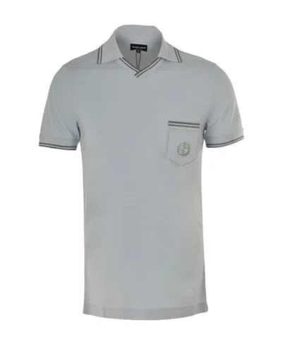 Giorgio Armani Logo Details Polo Shirt In Gray