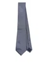 Giorgio Armani Logo-embellished Silk Tie In Blue
