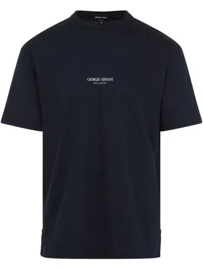 Giorgio Armani Cotton Interlock Crew-neck T-shirt In Black