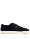 Giorgio Armani Logo-embossed Low-top Sneakers In Blue