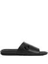 Giorgio Armani Black Slides With Embossed Logo Detail In Black