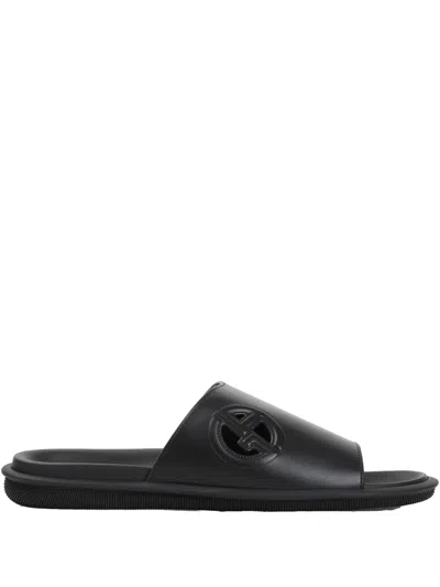 GIORGIO ARMANI LOGO-EMBOSSED SLIDES