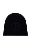 Giorgio Armani Logo-embroidered Cashmere Beanie In Brown