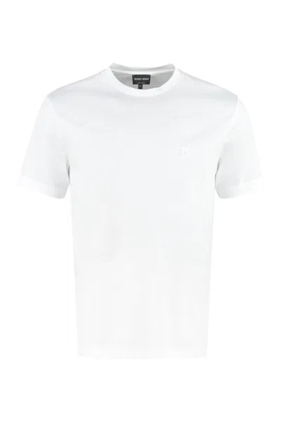 GIORGIO ARMANI LOGO EMBROIDERED CREWNECK T-SHIRT