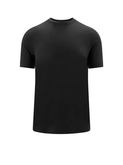 Giorgio Armani Logo Embroidered Crewneck T-shirt In Black