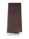 Giorgio Armani Logo-embroidered Fringed Scarf In Brown