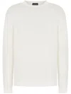 Giorgio Armani Crew-neck Jumper In Linen And Cotton In White