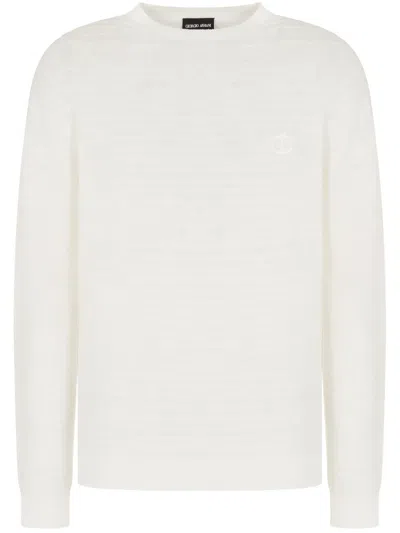 GIORGIO ARMANI LOGO-EMBROIDERED JUMPER