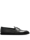 Giorgio Armani Official Store Vintage Nappa Leather Loafers With Embroidered Logo In Black