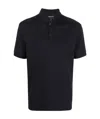 Giorgio Armani Navy Cotton Blend Polo With Embroidered Logo In Black