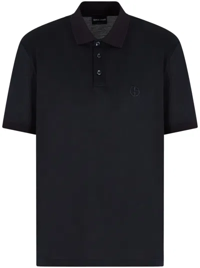 Giorgio Armani Poloshirt Mit Logo-stickerei In Blau