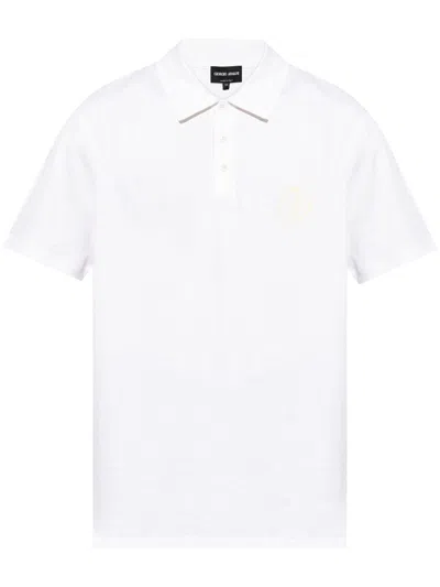 Giorgio Armani Logo Embroidered Polo Shirt In Black