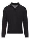 Giorgio Armani Classic Zip-up Pullover Crafted From Virgin Wool In Black