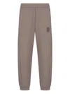 Giorgio Armani Cotton-cashmere Logo Embroidered Sweatpants In Neutral