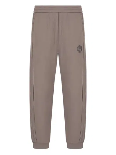 GIORGIO ARMANI LOGO-EMBROIDERED SIDE-STRIPE TRACK PANTS