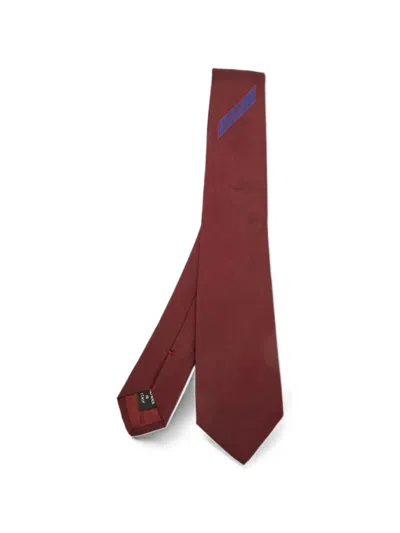 Pre-owned Giorgio Armani Logo Embroidered Silk Tie In Red