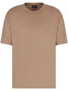 Giorgio Armani Stretch-linen Crew-neck T-shirt In 中性色