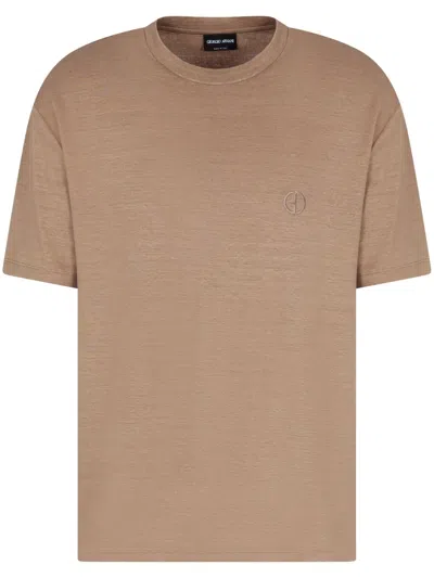 GIORGIO ARMANI LOGO-EMBROIDERED T-SHIRT