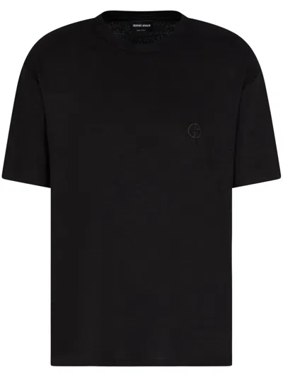 GIORGIO ARMANI LOGO-EMBROIDERED T-SHIRT
