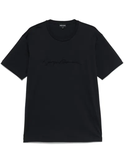 GIORGIO ARMANI LOGO EMBROIDERED T-SHIRT