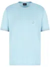 Giorgio Armani Logo-embroidered T-shirt In Blue