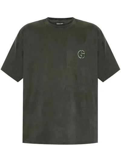 Giorgio Armani Logo-embroidered T-shirt In Green