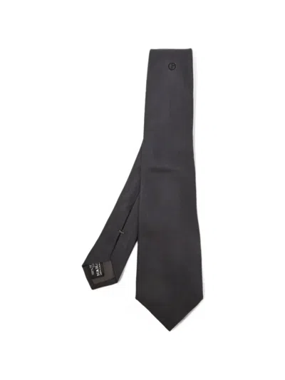 Pre-owned Giorgio Armani Logo Embroidered Tie In Grey