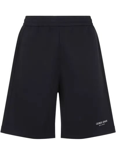 GIORGIO ARMANI LOGO-EMBROIDERED TRACK SHORTS