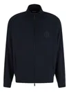 Giorgio Armani Logo-embroidered Zip-up Sweatshirt In Blue