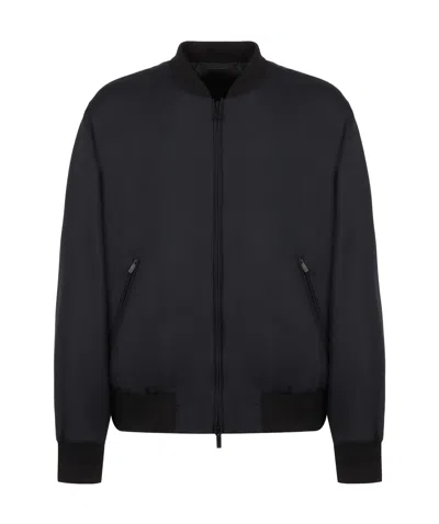 Giorgio Armani Logo-embroidery Cashmere-blend Jacket In Black