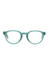 Giorgio Armani Logo-engraved Oval-frame Glasses In Green