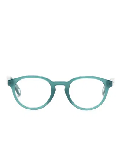 Giorgio Armani Logo-engraved Oval-frame Glasses In Green