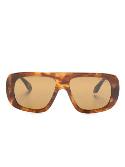Giorgio Armani Logo-engraved Oversize-frame Sunglasses In Brown