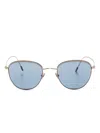Giorgio Armani Logo-engraved Round-frame Sunglasses In Gold