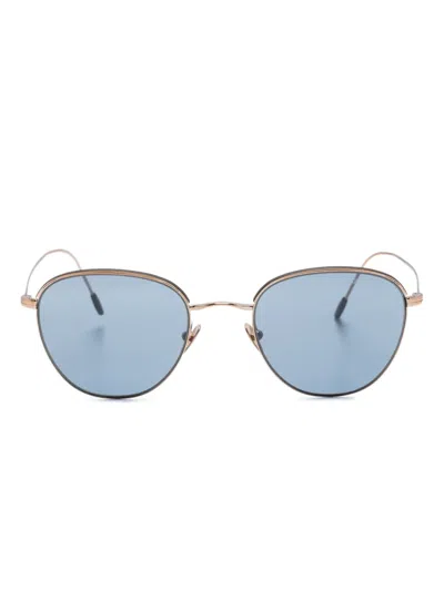 Giorgio Armani Logo-engraved Round-frame Sunglasses In Gold