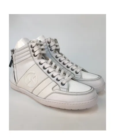 Giorgio Armani Logo High-top Leisure Sports Shoes In White