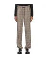 Giorgio Armani Brown Wool Micro Houndstooth Motif Pants In Green