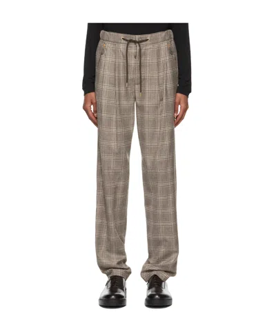 GIORGIO ARMANI LOGO HOUNDSTOOTH JACQUARD CASUAL PANTS