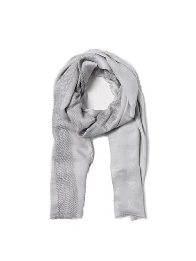 Giorgio Armani Logo Jacquard Frayed Scarf  In Grey