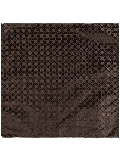 Giorgio Armani Logo-jacquard Pocket Square In Brown