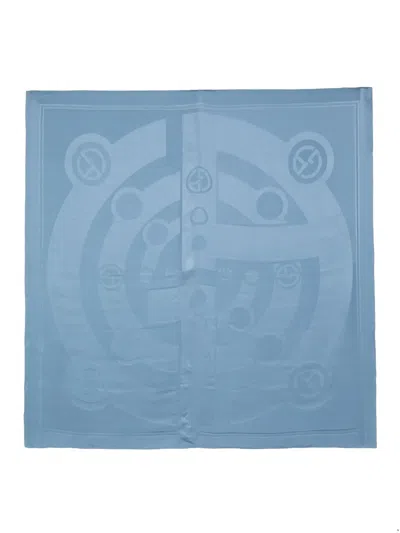 Giorgio Armani Seidenschal Aus Logo-jacquard In Blau
