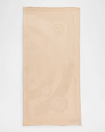 Giorgio Armani Logo Jacquard Silk Stole In Solid Light Beige